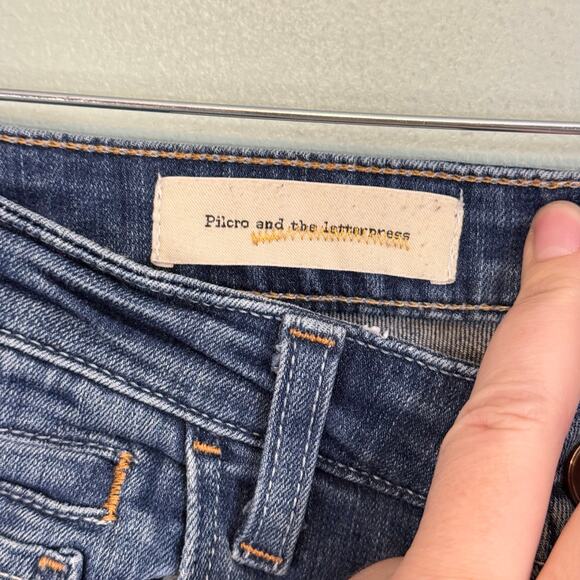 Pilcro And The Letterpress Stet Jean Shorts Womens 27 Blue Denim Mid Rise Cuffed - Picture 5 of 7